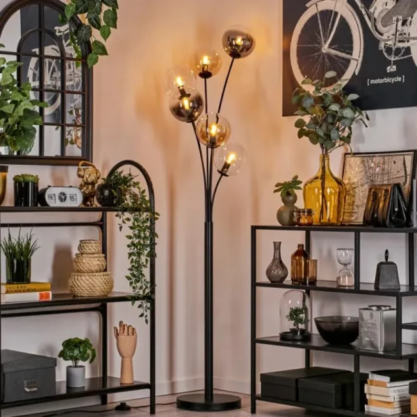 hofstein Lampadaire - Verre 15 cm Gastor Ambre, Clair, Fumé, 6 lumières* Lampes Modernes
