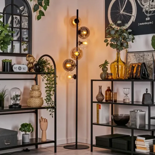 hofstein Lampadaire - Verre 15 cm Gastor Ambre, Clair, Fumé, 6 lumières* Lampes Modernes