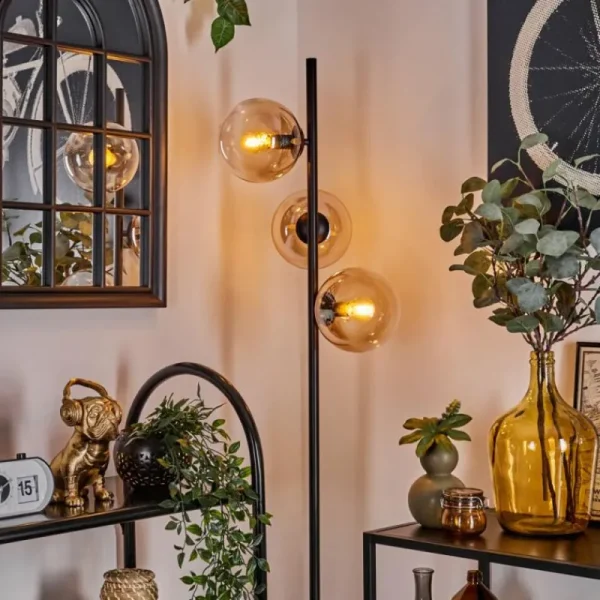 hofstein Lampadaire - Verre 15 cm Gastor Ambre, Clair, 3 lumières* Lampes En Verre