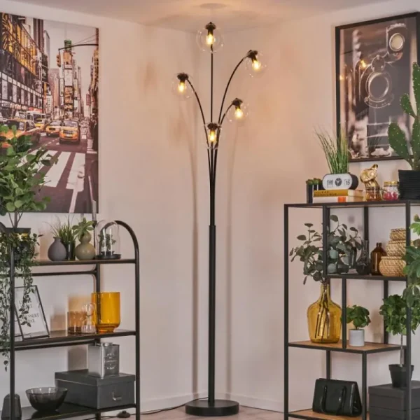 hofstein Lampadaire - Verre 15 cm Gastor Clair, 5 lumières* Lampes En Verre