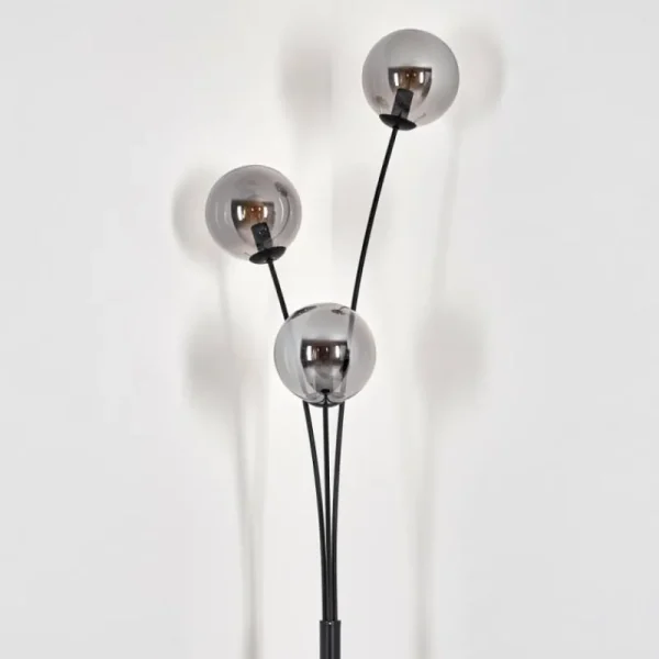 hofstein Lampadaire - Verre 15 cm Gastor Fumé, 3 lumières* Lampes Modernes