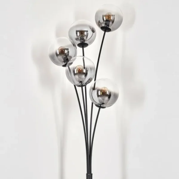 hofstein Lampadaire - Verre 15 cm Gastor Clair, Fumé, 5 lumières* Lampes Modernes