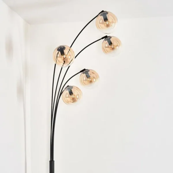 hofstein Lampadaire - Verre 15 cm Gastor Ambre, Clair, 5 lumières* Lampes En Verre