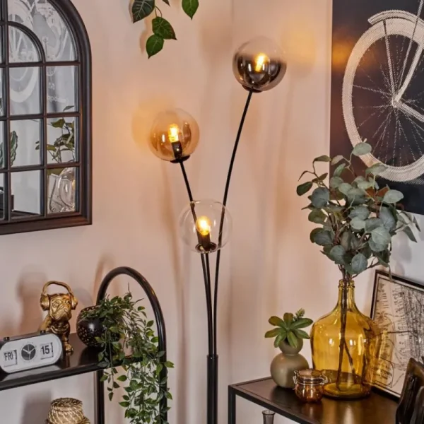hofstein Lampadaire - Verre 15 cm Gastor Ambre, Clair, Fumé, 3 lumières* Lampes Modernes