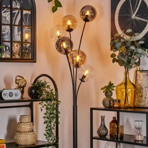 hofstein Lampadaire - Verre 15 cm Gastor Ambre, Clair, Fumé, 6 lumières* Lampes Modernes