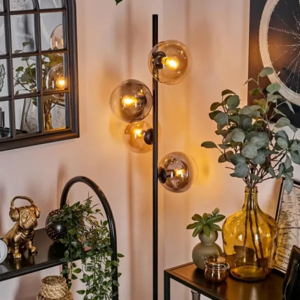 hofstein Lampadaire - Verre 15 cm Gastor Ambre, Clair, Fumé, 4 lumières* Lampes Modernes