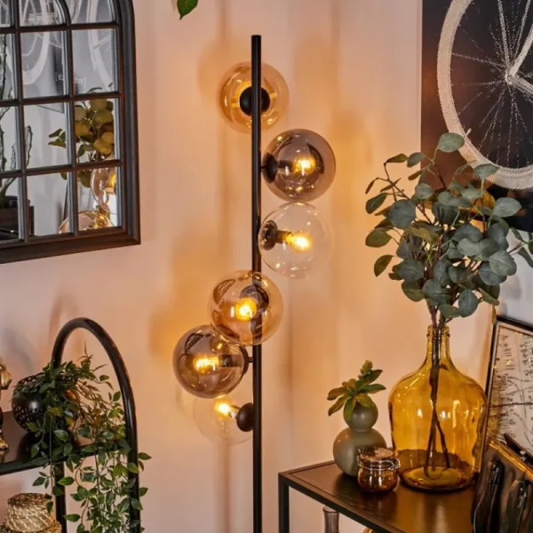 hofstein Lampadaire - Verre 15 cm Gastor Ambre, Clair, Fumé, 6 lumières* Lampes Modernes