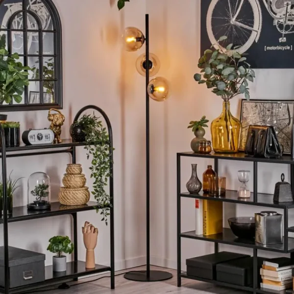 hofstein Lampadaire - Verre 15 cm Gastor Ambre, Clair, 3 lumières* Lampes En Verre