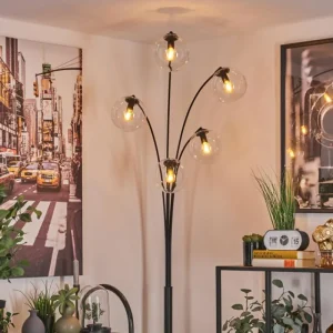 hofstein Lampadaire - Verre 15 cm Gastor Clair, 5 lumières* Lampes En Verre