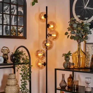 hofstein Lampadaire - Verre 15 cm Gastor Ambre, 6 lumières* Lampes En Verre