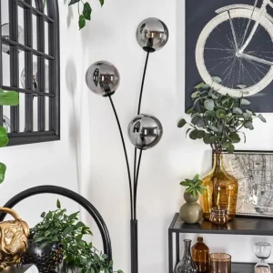 hofstein Lampadaire - Verre 15 cm Gastor Fumé, 3 lumières* Lampes Modernes