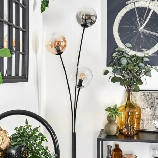 hofstein Lampadaire - Verre 15 cm Gastor Ambre, Clair, Fumé, 3 lumières* Lampes Modernes
