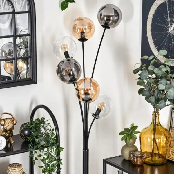 hofstein Lampadaire - Verre 15 cm Gastor Ambre, Clair, Fumé, 6 lumières* Lampes Modernes