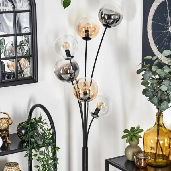 hofstein Lampadaire - Verre 15 cm Gastor Ambre, Clair, Fumé, 6 lumières* Lampes Modernes