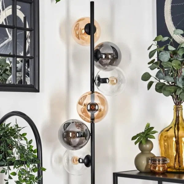 hofstein Lampadaire - Verre 15 cm Gastor Ambre, Clair, Fumé, 6 lumières* Lampes Modernes