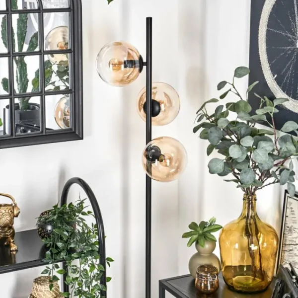 hofstein Lampadaire - Verre 15 cm Gastor Ambre, Clair, 3 lumières* Lampes En Verre