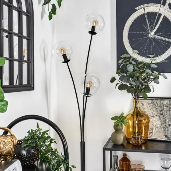 hofstein Lampadaire - Verre 15 cm Gastor Clair, 3 lumières* Lampes En Verre