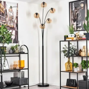 hofstein Lampadaire - Verre 15 cm Gastor Ambre, Clair, 5 lumières* Lampes En Verre