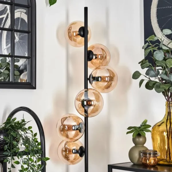 hofstein Lampadaire - Verre 15 cm Gastor Ambre, 6 lumières* Lampes En Verre
