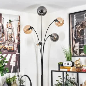 hofstein Lampadaire - Verre 15 cm Koyoto Ambre, Clair, Fumé, 5 lumières* Lampes Modernes