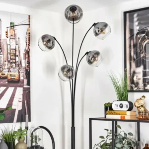 hofstein Lampadaire - Verre 15 cm Koyoto Clair, Fumé, 5 lumières* Lampes Modernes