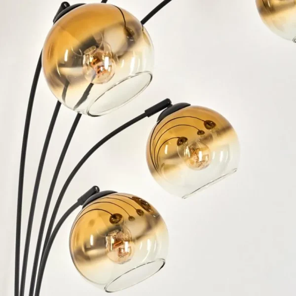 hofstein Lampadaire - Verre 15 cm Koyoto Or, Clair, 5 lumières* Lampes En Verre