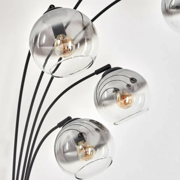 hofstein Lampadaire - Verre 15 cm Koyoto Clair, Fumé, 5 lumières* Lampes Modernes