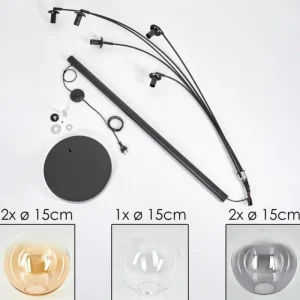 hofstein Lampadaire - Verre 15 cm Koyoto Ambre, Clair, Fumé, 5 lumières* Lampes Modernes