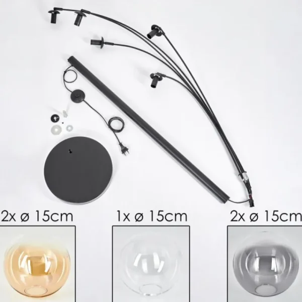 hofstein Lampadaire - Verre 15 cm Koyoto Ambre, Clair, Fumé, 5 lumières* Lampes Modernes