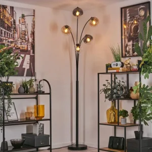 hofstein Lampadaire - Verre 15 cm Koyoto Ambre, Clair, Fumé, 5 lumières* Lampes Modernes