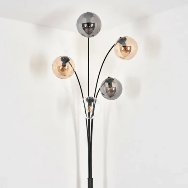 hofstein Lampadaire - Verre 15 cm Koyoto Ambre, Clair, Fumé, 5 lumières* Lampes Modernes