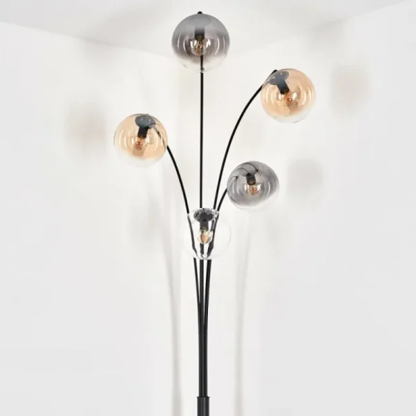 hofstein Lampadaire - Verre 15 cm Koyoto Ambre, Clair, Fumé, 5 lumières* Lampes Modernes