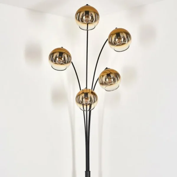 hofstein Lampadaire - Verre 15 cm Koyoto Or, Clair, 5 lumières* Lampes En Verre