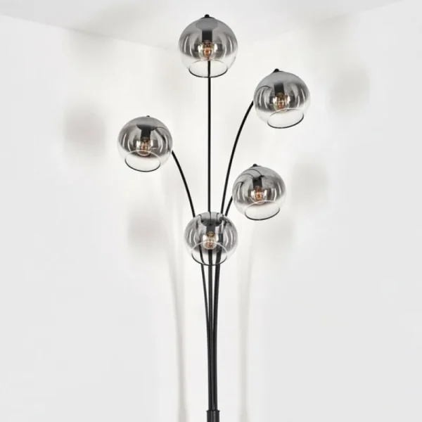 hofstein Lampadaire - Verre 15 cm Koyoto Clair, Fumé, 5 lumières* Lampes Modernes