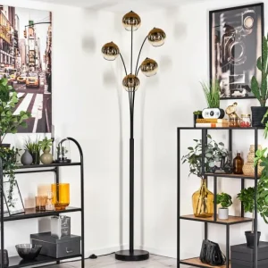 hofstein Lampadaire - Verre 15 cm Koyoto Or, Clair, 5 lumières* Lampes En Verre