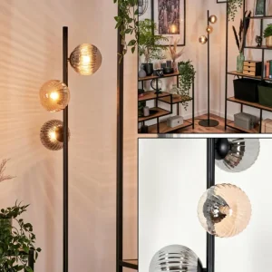 hofstein Lampadaire - Verre 12 cm Remaisnil Noir, 3 lumières* Lampes Modernes