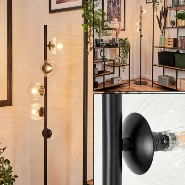 hofstein Lampadaire - Verre 10 cm Remaisnil Clair, 5 lumières* Lampes Modernes