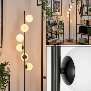hofstein Lampadaire - Verre 10 cm Remaisnil Blanc, 6 lumières* Lampes En Verre
