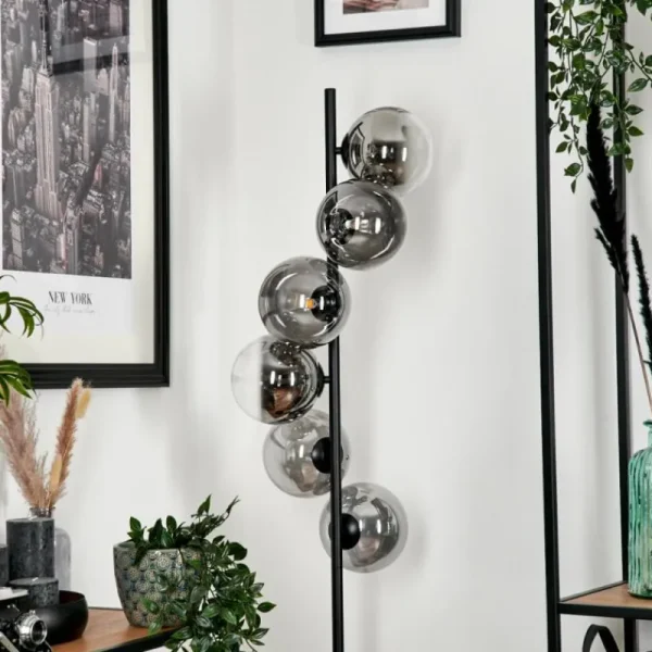 hofstein Lampadaire - Verre 15 cm Remaisnil Clair, Fumé, 6 lumières* Lampes Modernes