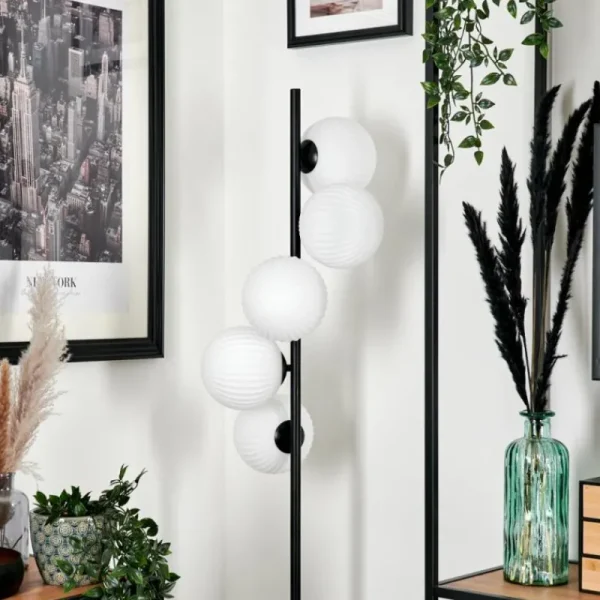 hofstein Lampadaire - Verre 15 cm Remaisnil Blanc, 5 lumières* Lampes Modernes