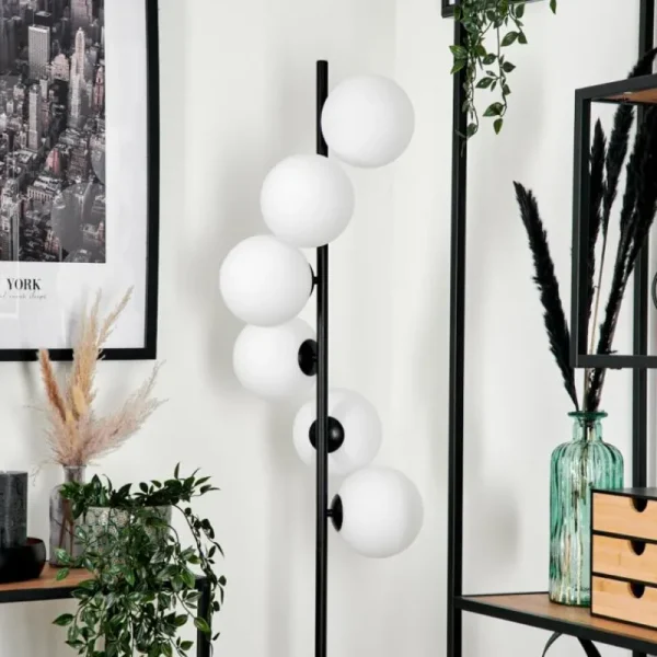 hofstein Lampadaire - Verre 15 cm Remaisnil Blanc, 6 lumières* Lampes En Verre