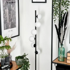 hofstein Lampadaire - Verre 10 cm Remaisnil Blanc, 6 lumières* Lampes En Verre