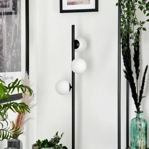 hofstein Lampadaire - Verre 10 cm Remaisnil Blanc, 3 lumières* Lampes En Verre