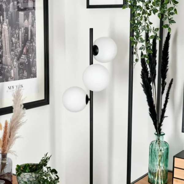 hofstein Lampadaire - Verre 15 cm Remaisnil Blanc, 3 lumières* Lampes En Verre