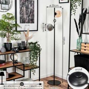 hofstein Lampadaire - Verre 15 cm Remaisnil Noir, 3 lumières* Lampes Modernes