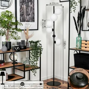 hofstein Lampadaire - Verre 15 cm Remaisnil Blanc, 6 lumières* Lampes En Verre