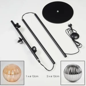 hofstein Lampadaire - Verre 12 cm Remaisnil Noir, 3 lumières* Lampes Modernes