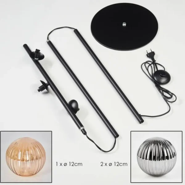 hofstein Lampadaire - Verre 12 cm Remaisnil Noir, 3 lumières* Lampes Modernes