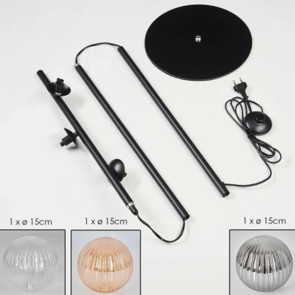 hofstein Lampadaire - Verre 15 cm Remaisnil Noir, 3 lumières* Lampes Modernes