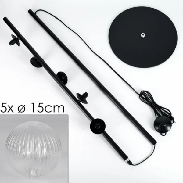 hofstein Lampadaire - Verre 15 cm Remaisnil Clair, 5 lumières* Lampes Modernes